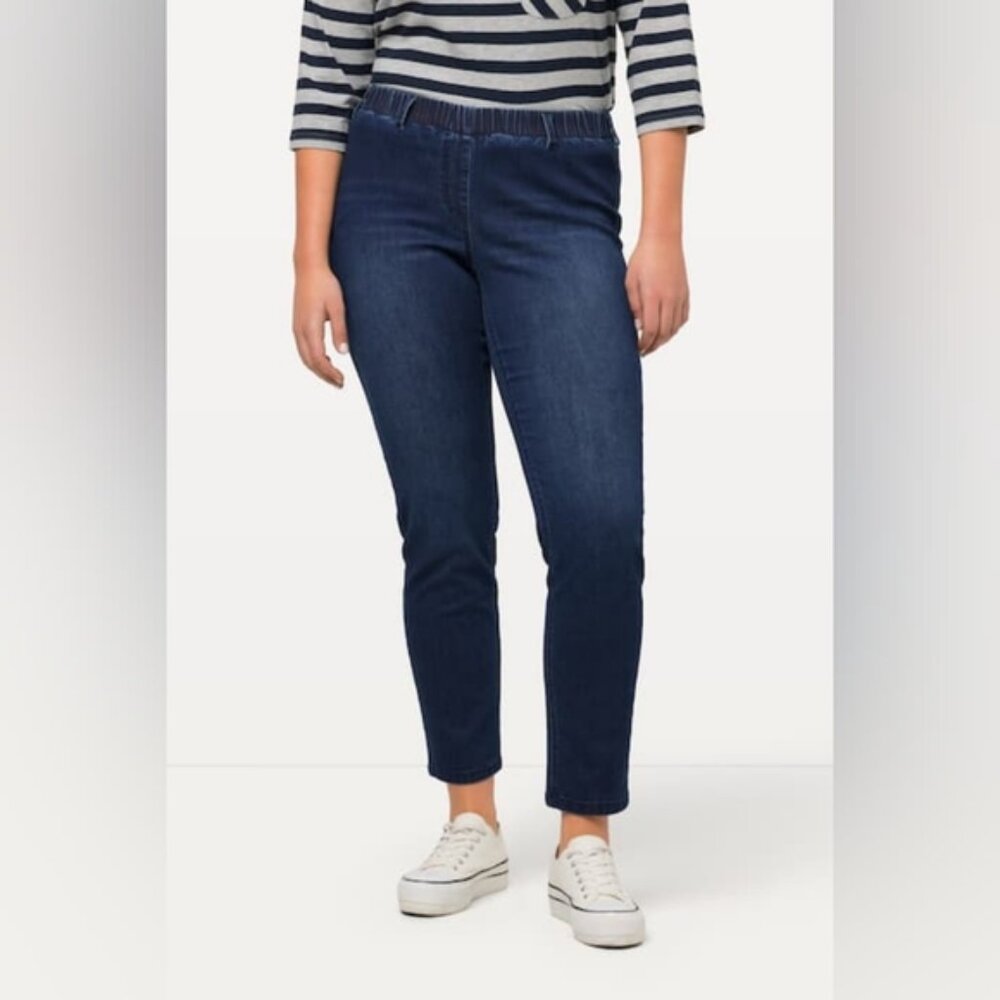 NWT Ulla Popken Sienna Stretch Relaxed Tummy Control Slim & Tight Jeans 14